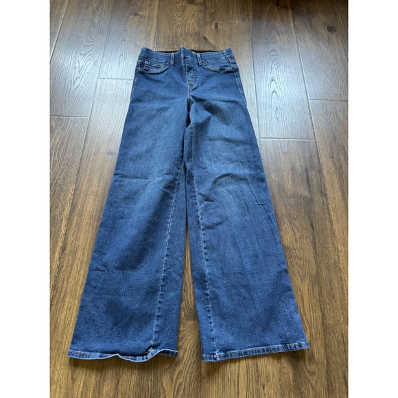 one 5 one Denim - One 5 One Body Sculpt Wide Leg Jeans Medium Wash Pull On Denim Pants Small